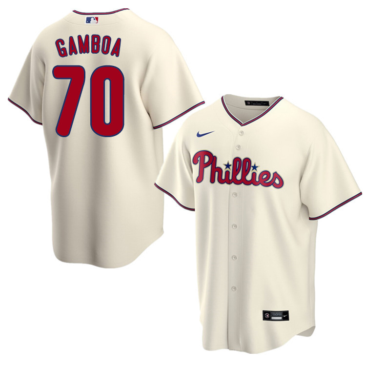 Nike Men #70 Arquimedes Gamboa Philadelphia Phillies Baseball Jerseys Sale-Cream